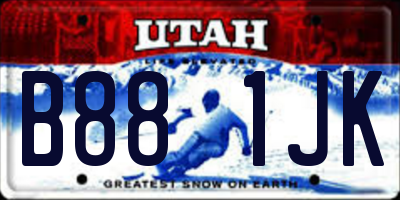 UT license plate B881JK