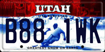 UT license plate B881WK