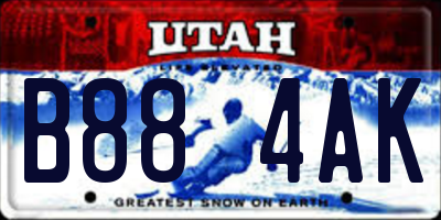 UT license plate B884AK