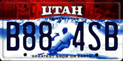 UT license plate B884SB