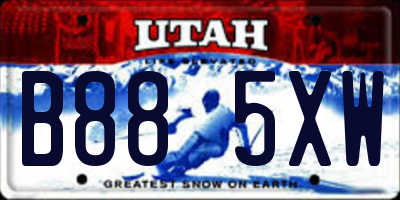 UT license plate B885XW