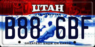 UT license plate B886BF