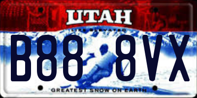 UT license plate B888VX