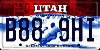UT license plate B889HI