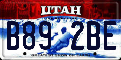 UT license plate B892BE