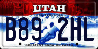 UT license plate B892HL