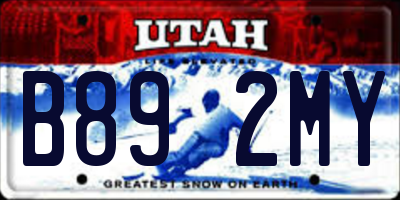 UT license plate B892MY