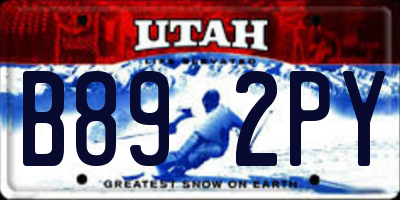 UT license plate B892PY