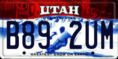 UT license plate B892UM
