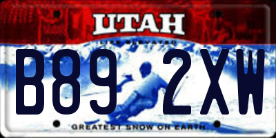 UT license plate B892XW