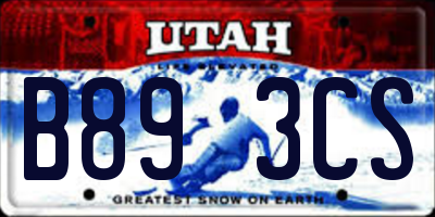UT license plate B893CS
