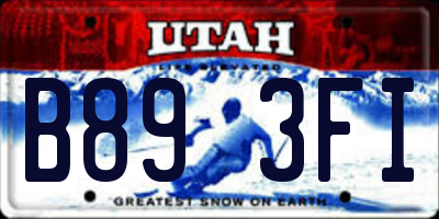 UT license plate B893FI