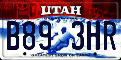 UT license plate B893HR