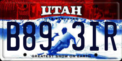 UT license plate B893IR