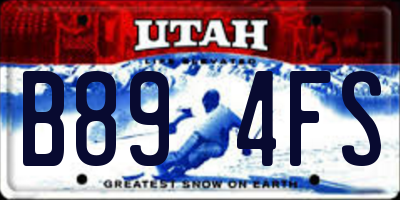 UT license plate B894FS
