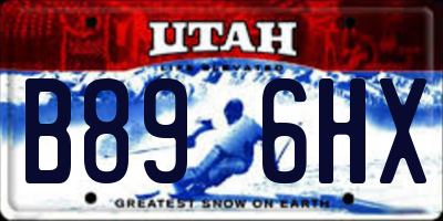 UT license plate B896HX