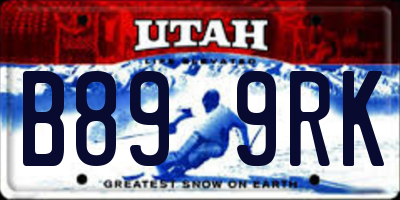 UT license plate B899RK