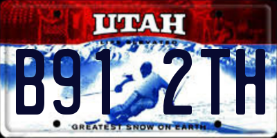 UT license plate B912TH