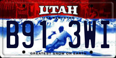 UT license plate B913WI