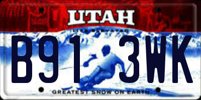 UT license plate B913WK