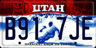 UT license plate B917JE