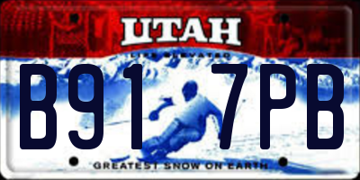 UT license plate B917PB