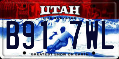 UT license plate B917WL