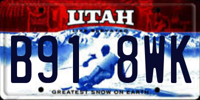UT license plate B918WK