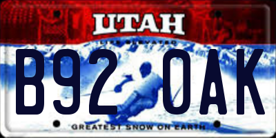 UT license plate B920AK