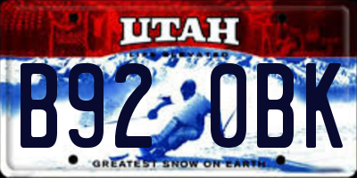 UT license plate B920BK