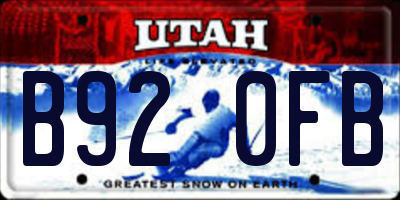 UT license plate B920FB
