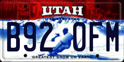 UT license plate B920FM