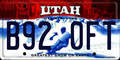 UT license plate B920FT