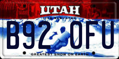 UT license plate B920FU