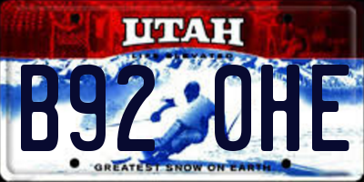 UT license plate B920HE