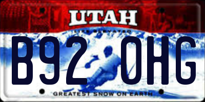 UT license plate B920HG