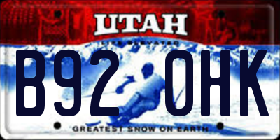 UT license plate B920HK