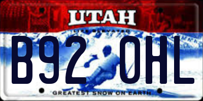 UT license plate B920HL