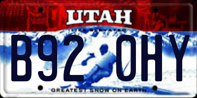 UT license plate B920HY