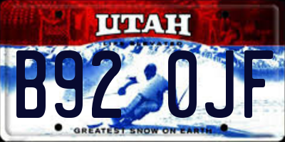 UT license plate B920JF