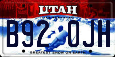 UT license plate B920JH