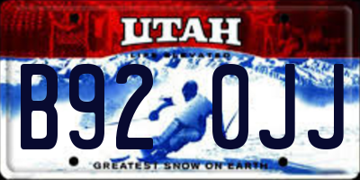 UT license plate B920JJ