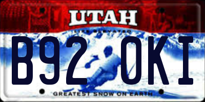 UT license plate B920KI