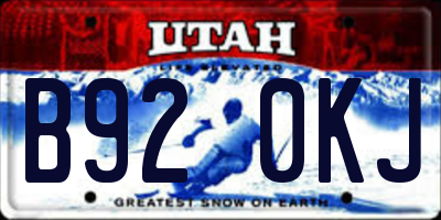 UT license plate B920KJ