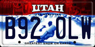 UT license plate B920LW