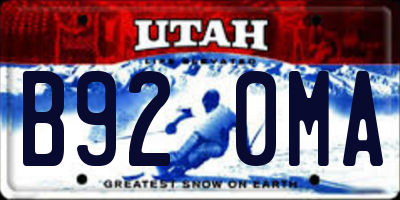 UT license plate B920MA
