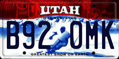 UT license plate B920MK
