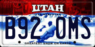 UT license plate B920MS