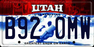 UT license plate B920MW