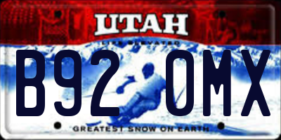 UT license plate B920MX